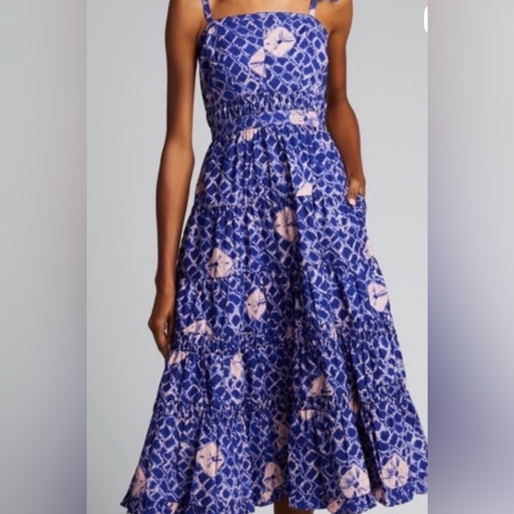NWT Ulla Johnson Eryn Shibori Print Sundress w/pockets Sz 10